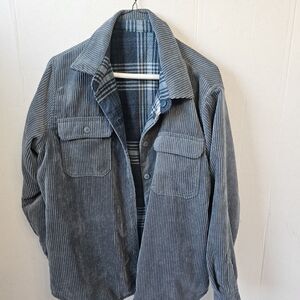 Love Tree Reversible Shacket Shirt Blue Plaid Size Med Comfort Cozy Warm P0297